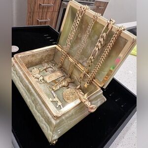 italian green onyx marble jewelry box